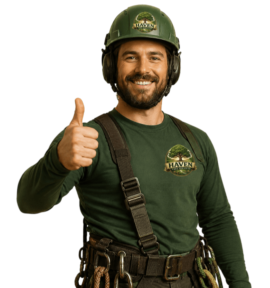Haven Tree Services team member giving a thumbs up
